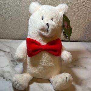 Giggles Scape White Bear with Red Bow. New